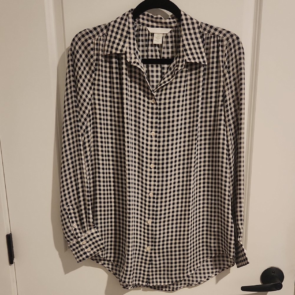 H&M Navy Checkered Blouse